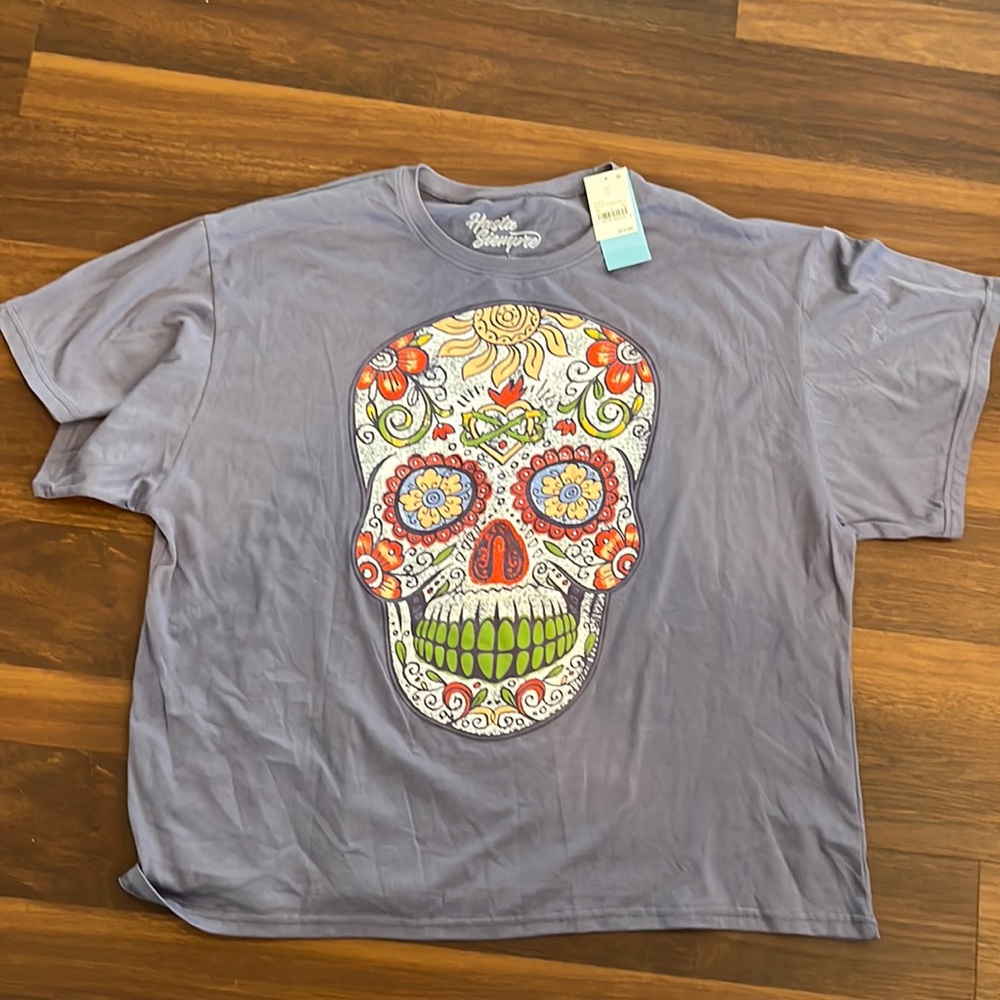 Hasta siempre, womens short sleeve shirt, purple, day of the dead, multiple size